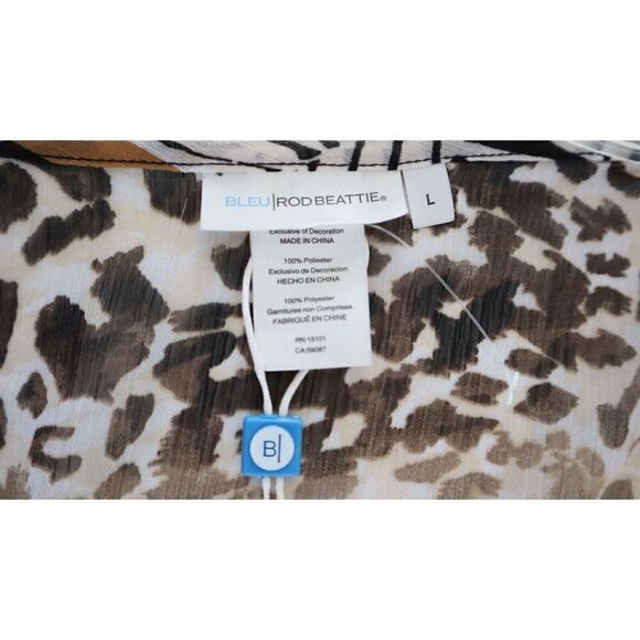 Bleu Rod Beattie RBUO2280 Women Sz L Black Animal Print Caftan Swim Cover Up $79 - Picture 4 of 8